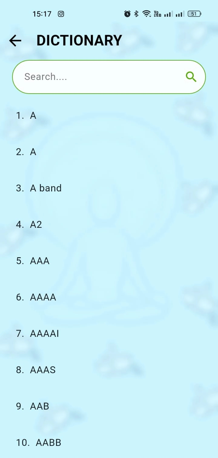 Exam Point of View dictionary screen