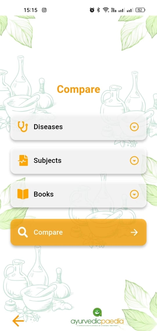 Ayurvedicpaedia compare screen